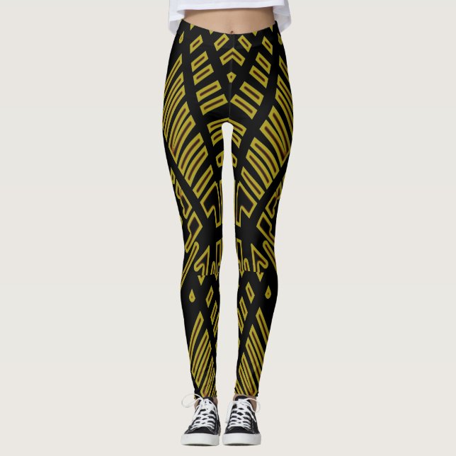 Leggings Leyendas "Ratti_Creative_Arts" negras y amarillas  (Anverso)