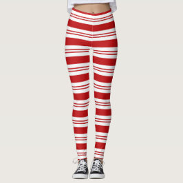 Leggings Leyendas rayadas de caña de caramelo rojo y blanco