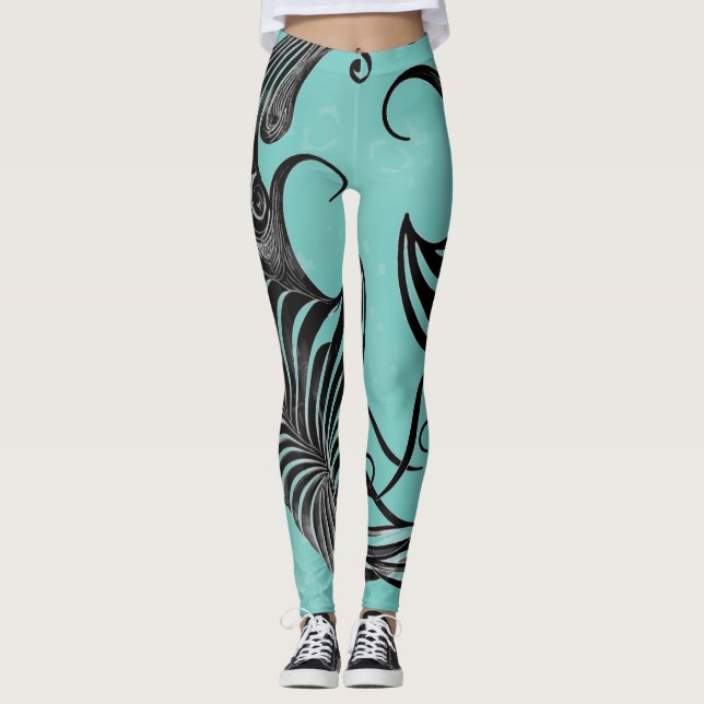 Leggings Leyendas rayadas de orca azul y negra (Anverso)