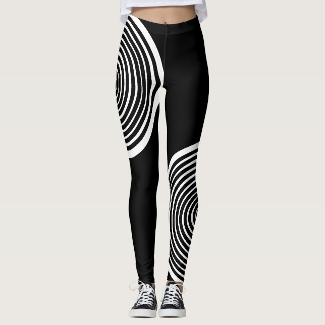 Leggings Leyendas rayadas en blanco y negro (Anverso)