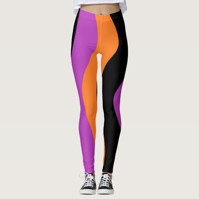 Leggings Leyendas rayadas Naranja púrpura y negro  (Anverso)