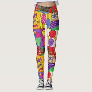 Leggings Leyendas ricas con caramelos, helado, icono de car