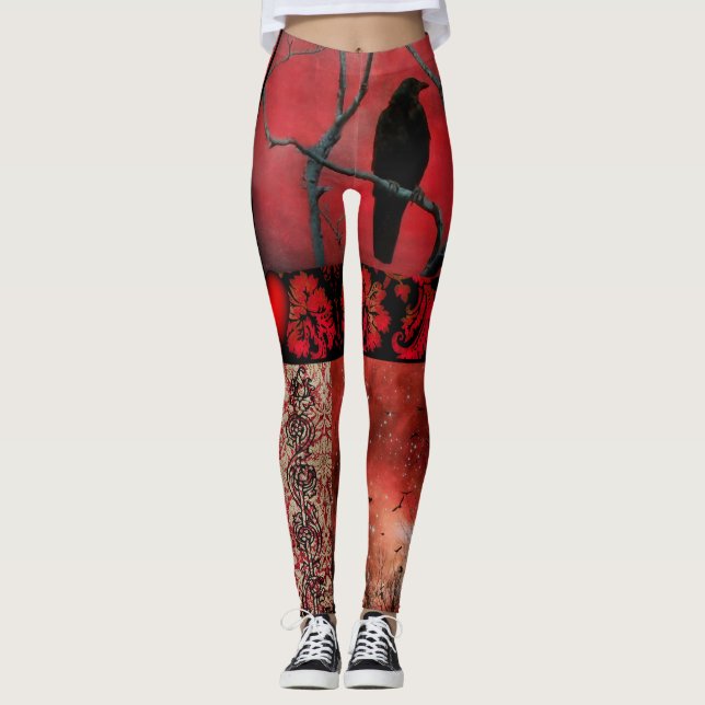 Leggings Leyendas rojas góticas todo-sobre-impresión (Anverso)