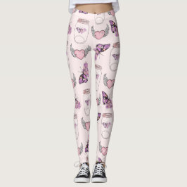 Leggings Leyendas románticas de diseño de mariposa y jarras