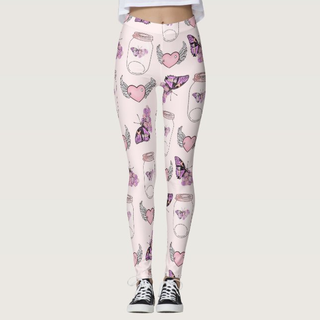 Leggings Leyendas románticas de diseño de mariposa y jarras (Anverso)