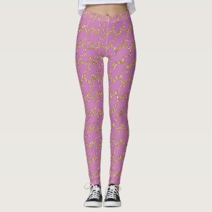 Leggings Leyendas rosadas y Purpurinas de oro