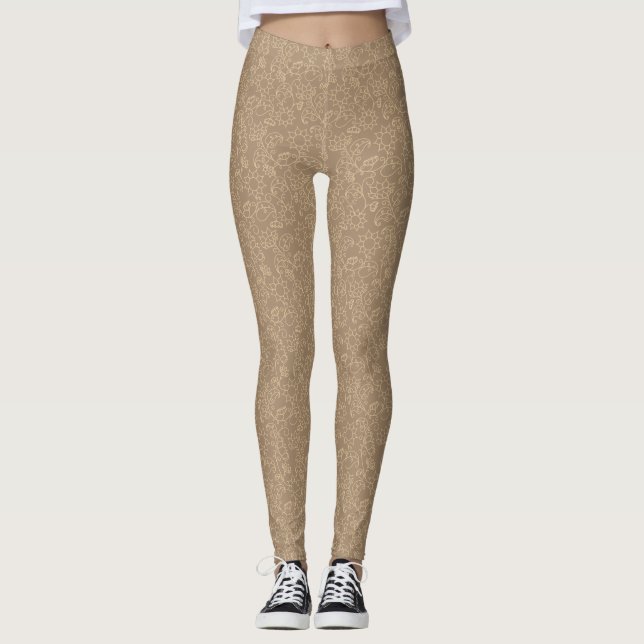 Leggings Leyendas Taupe de resumen de oro (Anverso)
