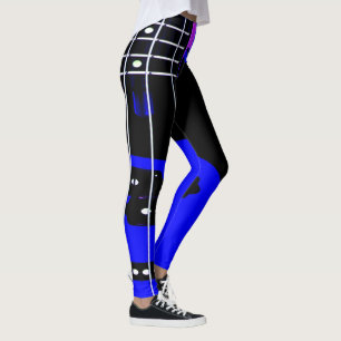 Leggings Leyendas temáticas de guitarra: negro y azul