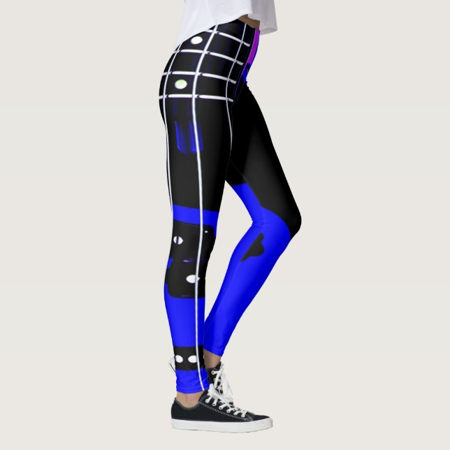 Leggings Leyendas temáticas de guitarra: negro y azul (Derecha)