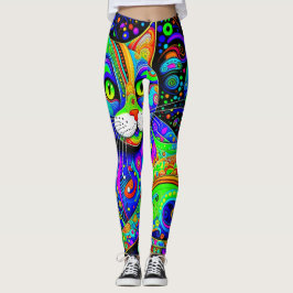 Leggings Leyendas todo-sobre-impresas del gato Artsy Haight