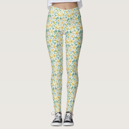 Leggings Leyendas todo-sobre-impresas frangipani blancas y 