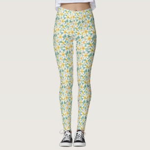 Leggings Leyendas todo-sobre-impresas frangipani blancas y 