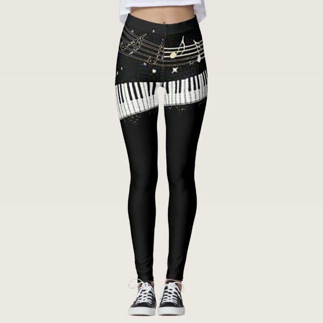 Leggings Leyendas todo-sobre-impresión "Chica de piano" (Anverso)