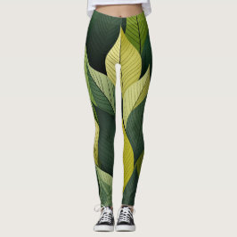 Leggings Leyendas todo-sobre-impresión de hoja verde geomét