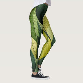 Leggings Leyendas todo-sobre-impresión de hoja verde geomét