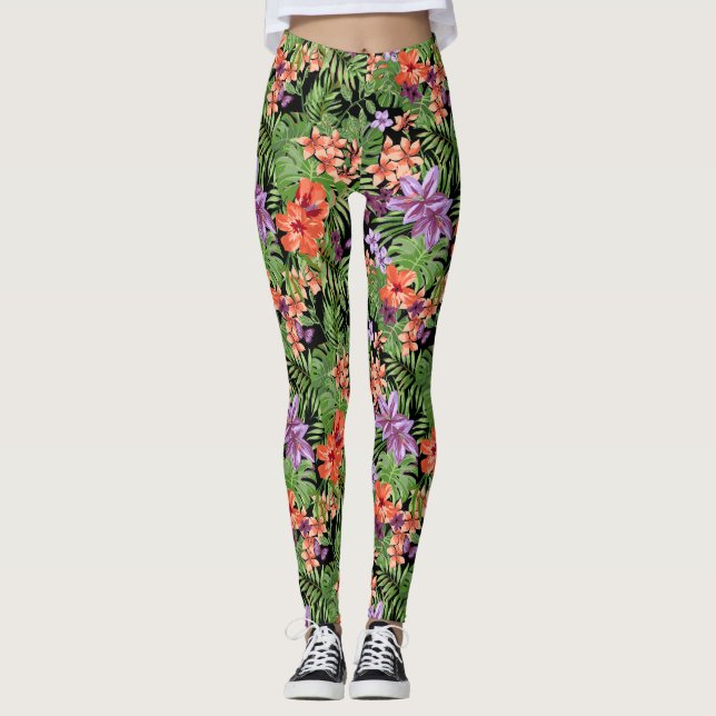 Leggings Leyendas tropicales de Beach Babe con fondo negro (Anverso)