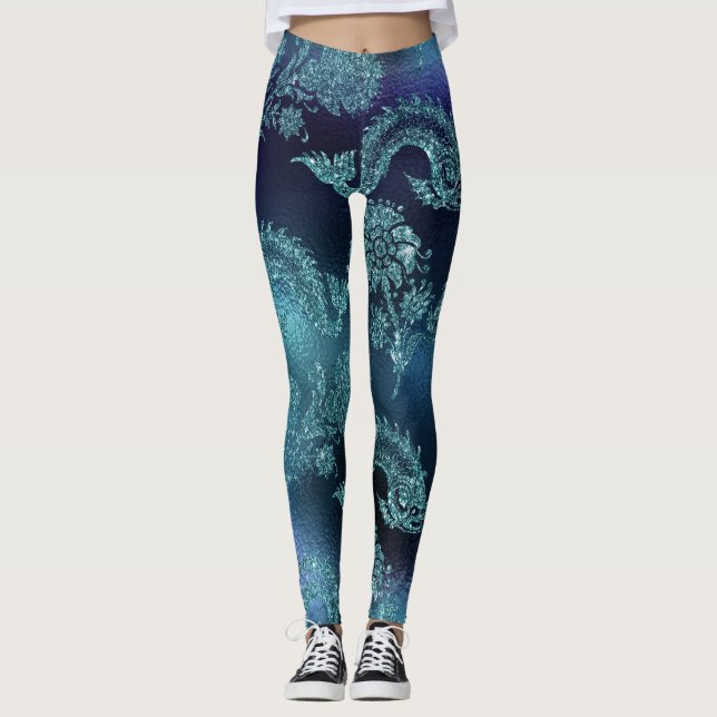 Leggings Leyendas turquesas azules del monstruo del dragón  (Anverso)