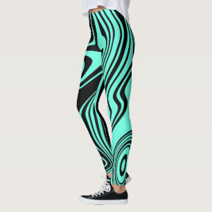 Leggings Leyendas verde azuladas de rayas azules en negro -