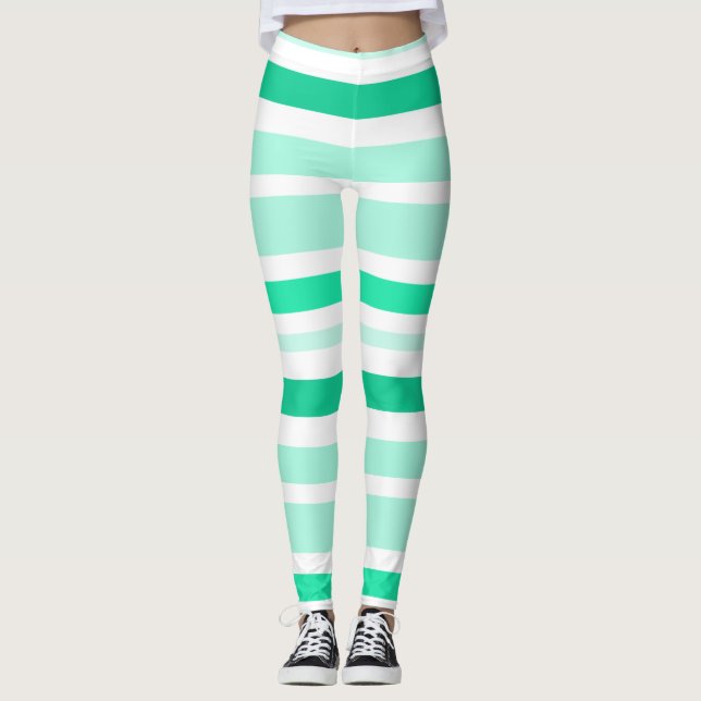 Leggings Leyendas verde azuladas y blancas a rayas (Anverso)