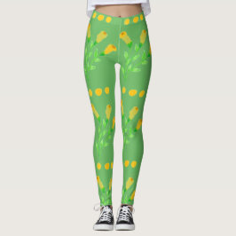 Leggings Leyendas verdes con impresión amarilla Musrard