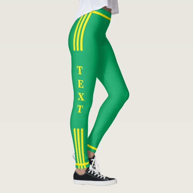 Leggings Leyendas verdes de la franja lateral amarilla con  (Derecha)