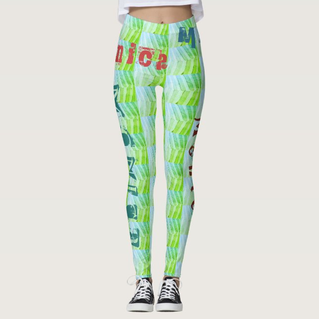 Leggings Leyendas verdes de nombre personalizado (Anverso)