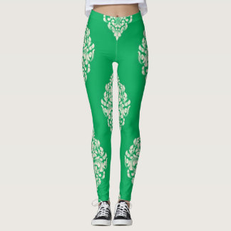 Leggings Leyendas verdes y blancas a rayas blancas y blanca