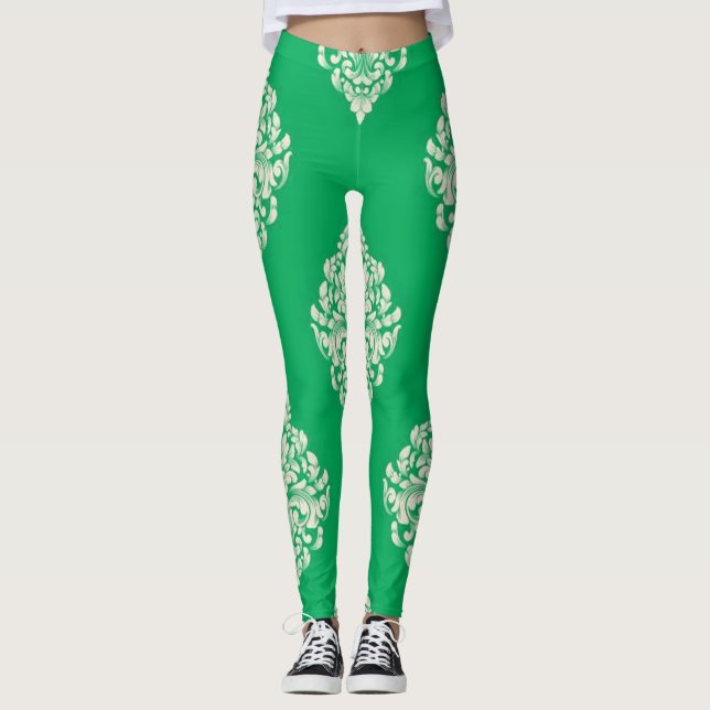 Leggings Leyendas verdes y blancas a rayas blancas y blanca (Anverso)