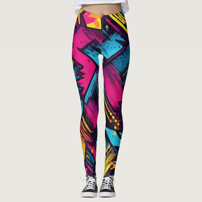 Leggings Leyendas vibrantes de arte pop con piernas de colo (Anverso)