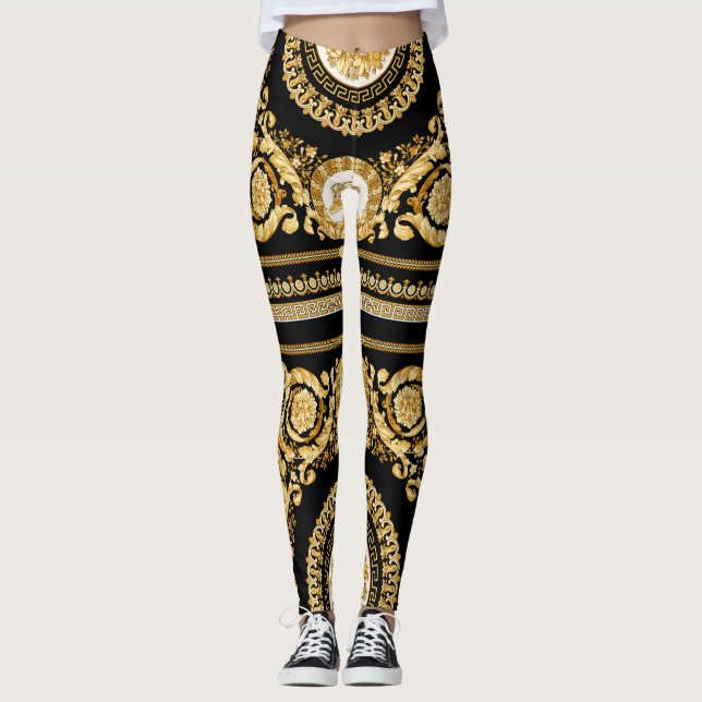 Leggings Leyes Gold Versace Barocco. Rendimiento de GYM (Anverso)