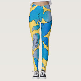 Leggings Leyes Veraniegas de hojas azules-verdes