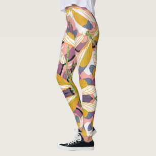 Leggings Libélulas de jardín Pochoir Jazz Art Déco vintage