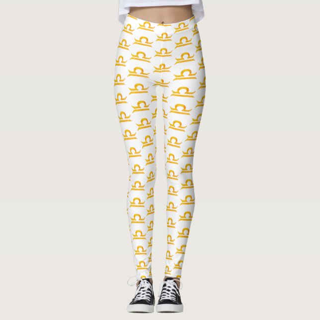 Leggings Libra, Rótulo Balanceado Zodiaco Dorado (Anverso)