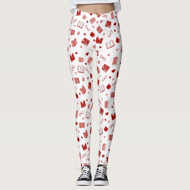 Leggings Libro rojo y patrón de lectura (Anverso)
