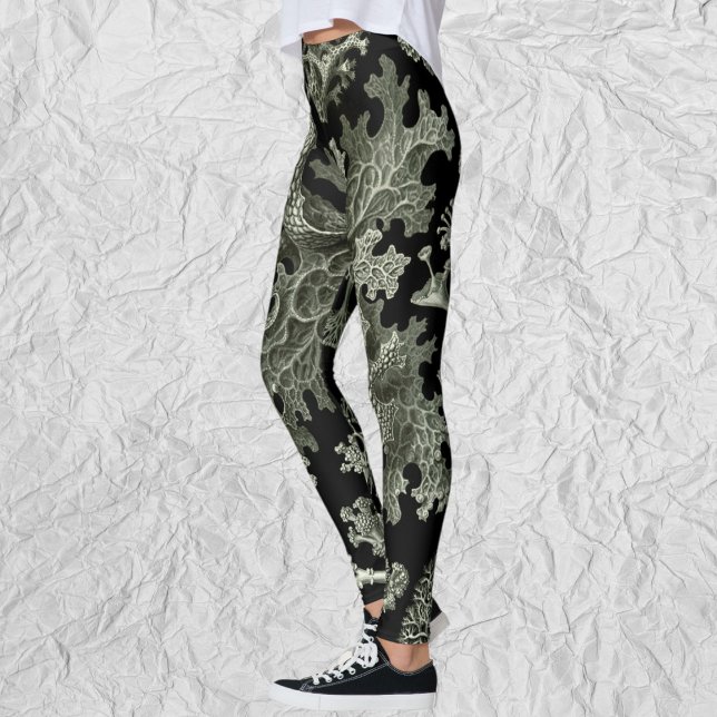 Leggings Lichen de Ernst Haeckel, Vintage Nature Plants (Lichen by Ernst Haeckel, Vintage Nature Plants Leggings)