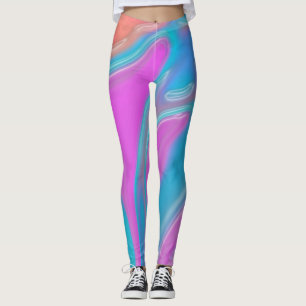 Leggings ligaduras de patrón de textura de líquido azul ros