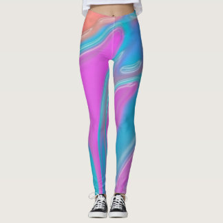 Leggings ligaduras de patrón de textura de líquido azul ros