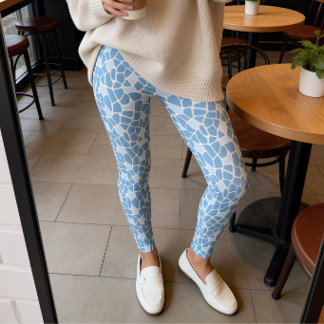 Leggings Light Blue Giraffe Print Mosaic
