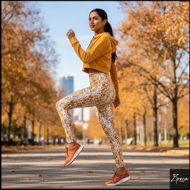 Leggings Light Orange Crowded Dog Face Repeat Pattern