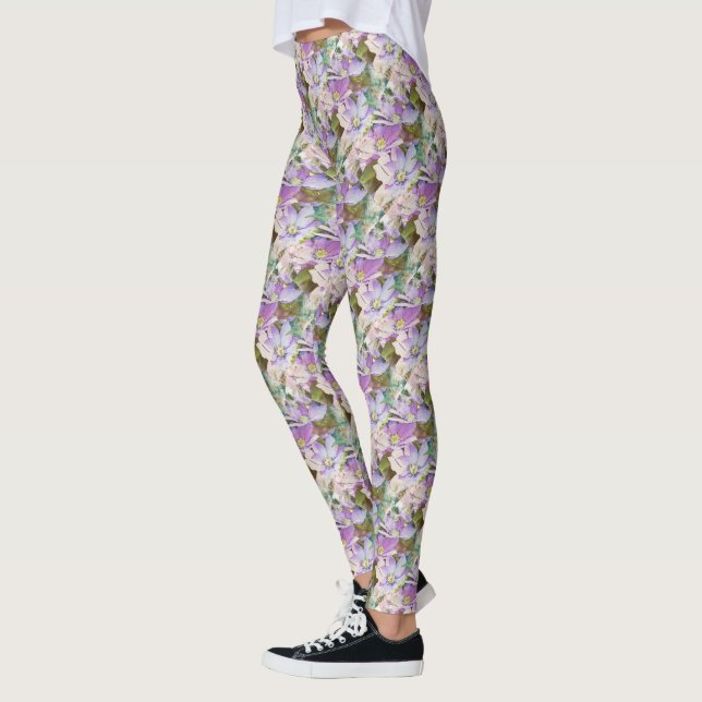 Leggings Lila y polainas florales púrpuras (Izquierda)