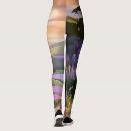 Leggings Lilac florece: Arte en la ladera del sol