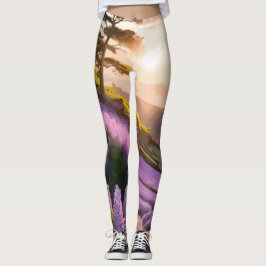 Leggings Lilac florece: Arte en la ladera del sol