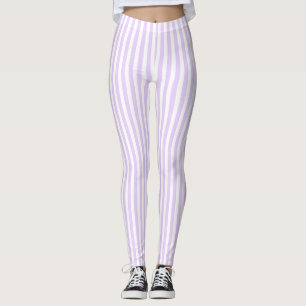 Leggings Lilac purple and white candy stripes