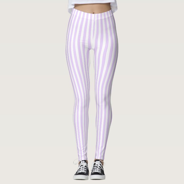 Leggings Lilac purple and white candy stripes (Anverso)