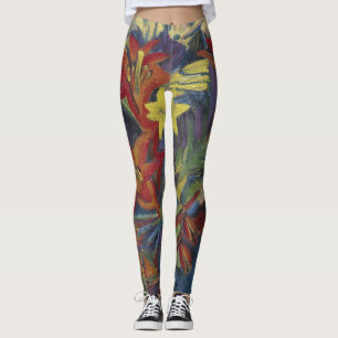 Leggings Lilias naranjas vibrantes expresionistas de Kirchn