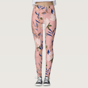 Leggings Lilies beige crema: fondo rosado sin foco