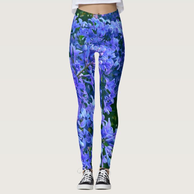 Leggings Lililacas moradas azules y románticas foto floral (Anverso)