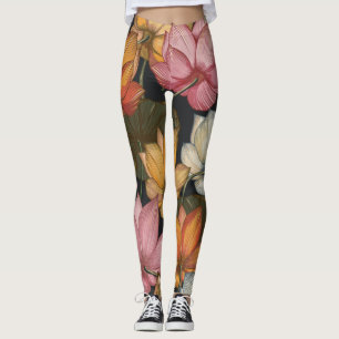 Leggings Lilis de agua de Lotus en flor amarillo rosado sob
