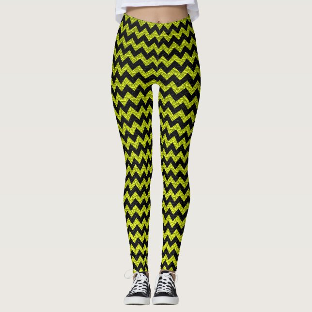 Leggings Lime Black Chevron Moderno Leather (Anverso)