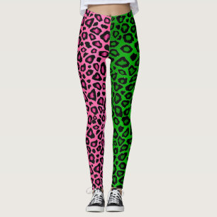 Leggings Lime Green - Animal de Leopardo Rosado Caliente 